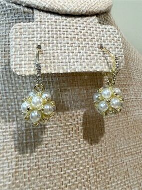 New Gold Pearl Cluster Drop Earrings - Women Jewelry Beautiful